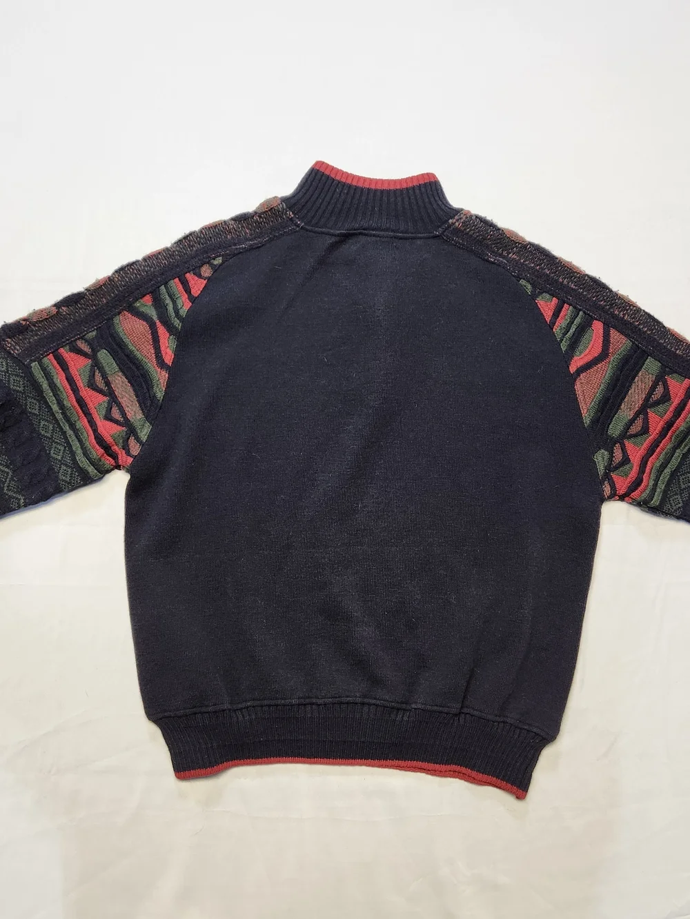 ATG All Terrain Gear 1/4 Zip Sweater Crochet 3D Knit Coogie Sleeves Men's S Y2K